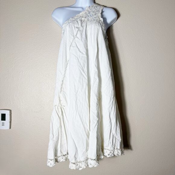 free people | billie battenburg one shoulder white femme lace mini dress sz L - Picture 2 of 10